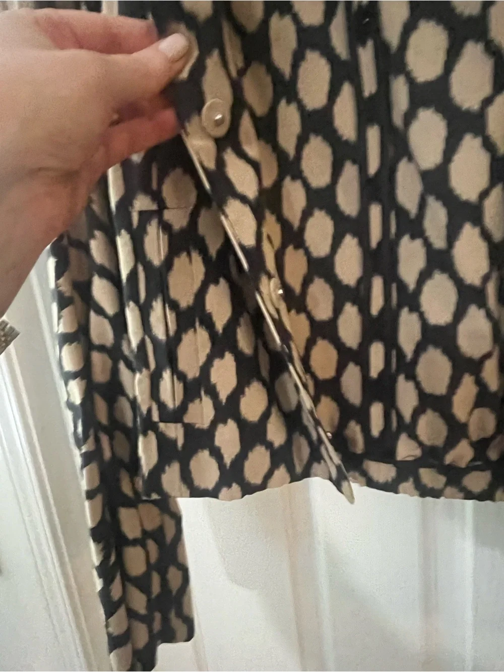 DKNY Cropped Black and Cream Polka-Link Jacket - Picture 4 of 4